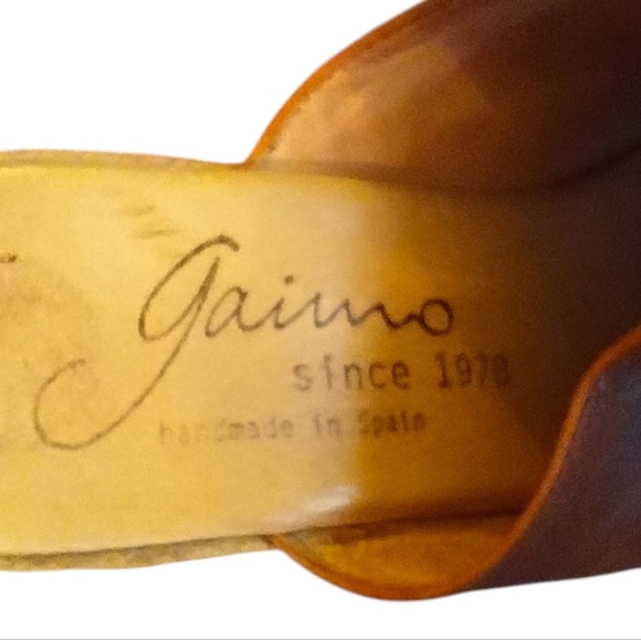 Gaimo Wedge Brown Leather Slide Sandals - Picture 6 of 8